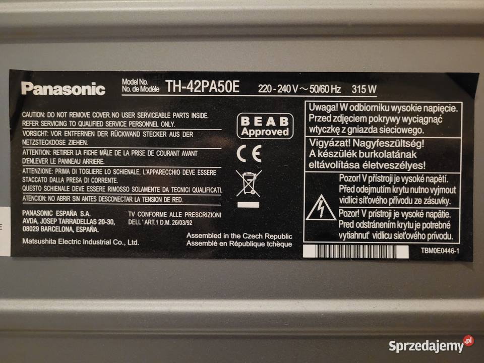 Telewizor plazmowy Panasonic Viera TH42PA50E Mosina