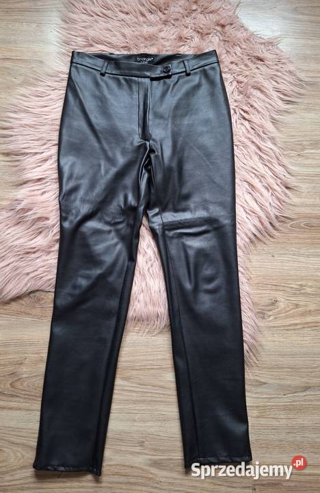 Czarne skórzane spodnie proste 38 wysoki stan małopolskie Kraków