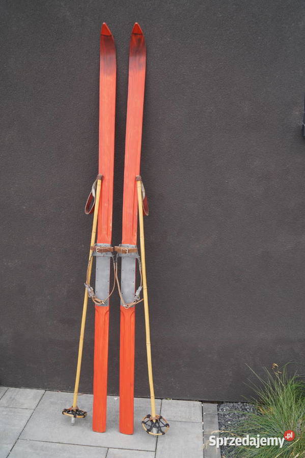 Stare narty jesionowe 195 kijki