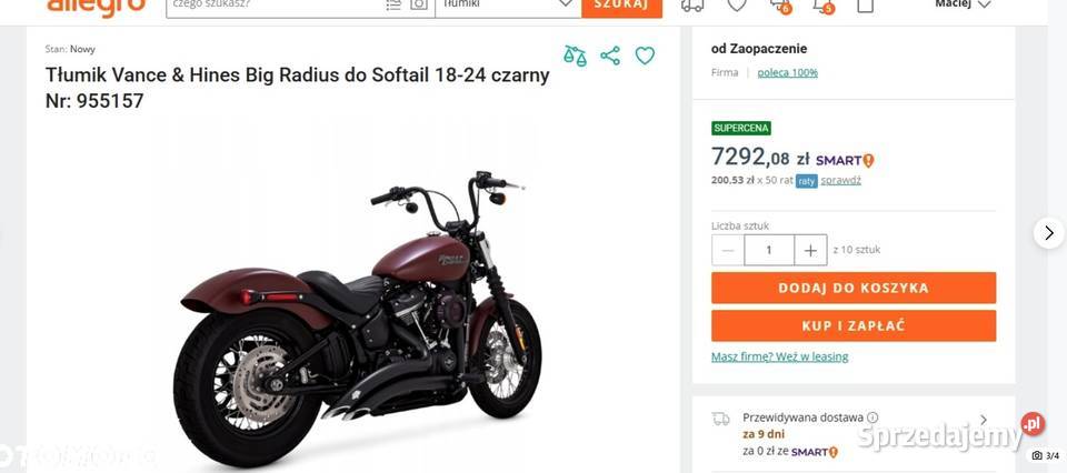Vance Hines Big Radius do Softail 1824 czarny Kompletne układy Ożarów