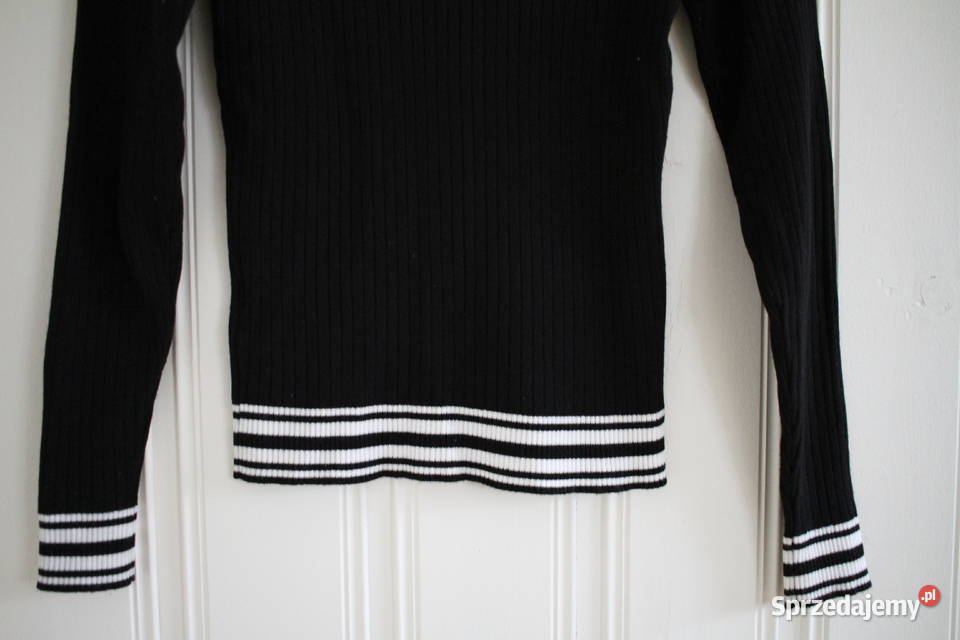 bluzka czarna HM xs 34 zip zamek biały sweter Rozmiar 34(XS) Swetry i golfy