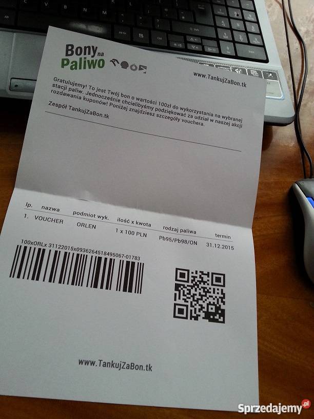 VOUCHER NA TANKOWANIE ORLEN Warszawa