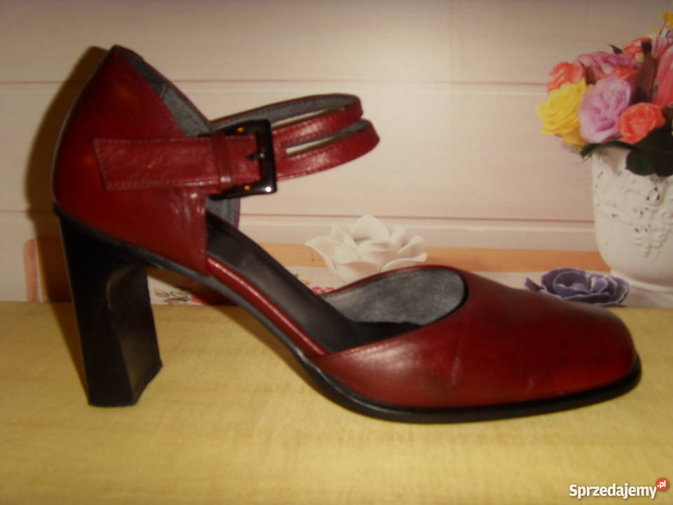 PÓŁBUTY DAMSKIE SKÓRZANE BORDOWE ROZMIAR 40 Wrocław sprzedam