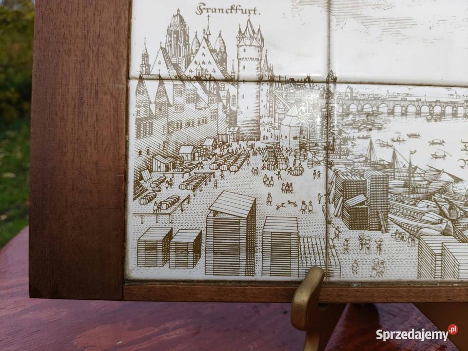 zabytkową panoramę Frankfurtu Menem z kamiennym
