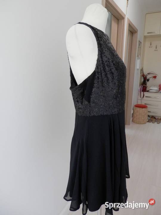 Sukienka Atmosphere Czarna Rozkloszowana Cekiny Łomża