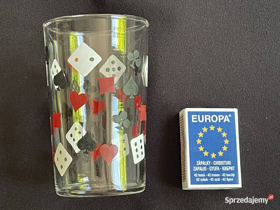 Stara szklanka PRL karty brydż kostka do gry Kołobrzeg