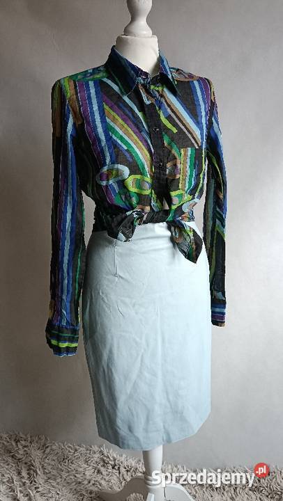 Niebieska spódnica Zara skórzana ekoskóra 34 niebieski Moda i Styl