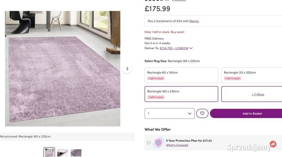 OUTLET Dywan shaggy GLAMOUR nabłyszczany lila małopolskie Przeciszów
