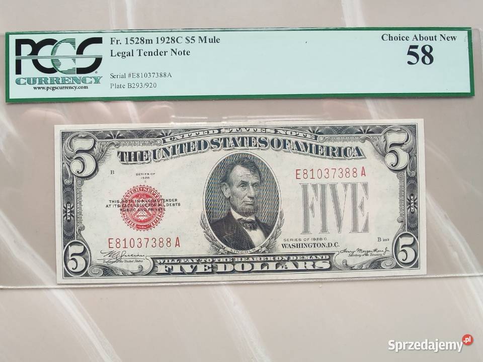 Banknot USD 5 1928 C PCGS 58