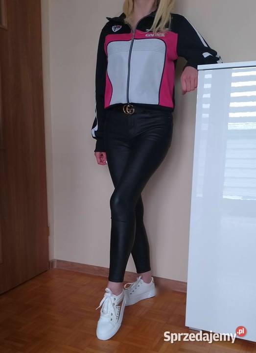 LUKSUSOWA kurtka bluza damska czarna róż M L Łapy