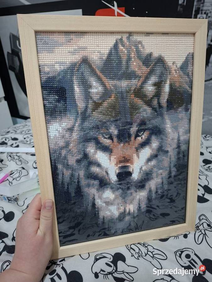 Obraz diamentowy handmade wilk Rękodzieło podlaskie Zabłudów