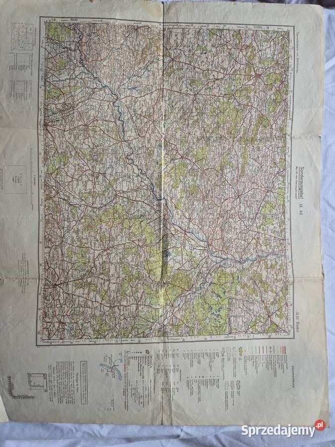 Mapa Wehrmacht 1940 GG Kielce Rzeszów rzeka Brzesko
