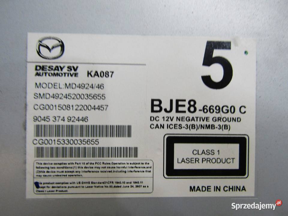 ODTWARZACZ PŁYT CD DVD CZYTNIK MAZDA 3 BM BN