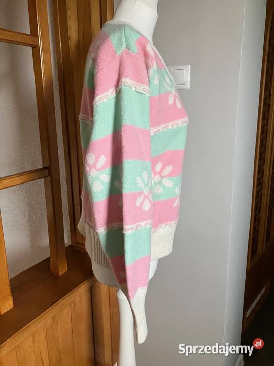 Nowy słodki pastelowy sweter pasy Exquisss Paris biały Swetry i golfy Nisko