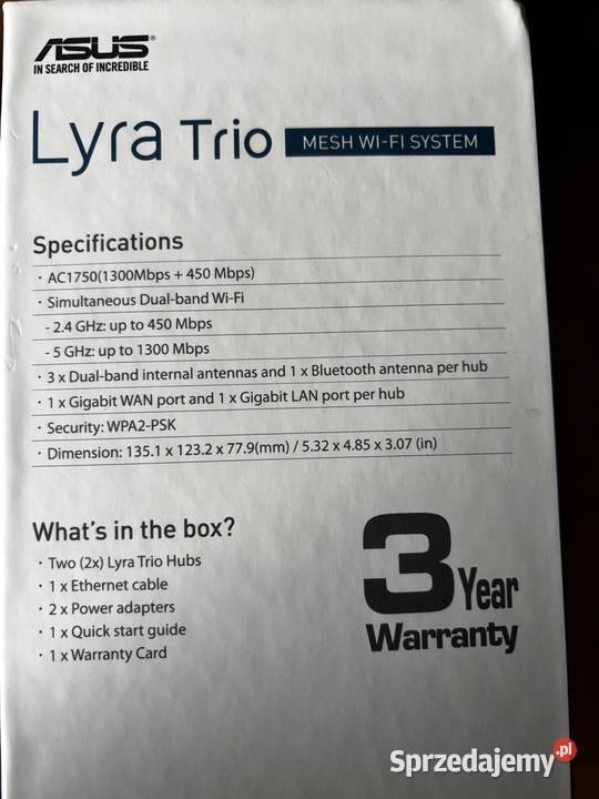 Asus Lyra Trio system WiFi do domu dwa nadajniki Bedoń-Wieś