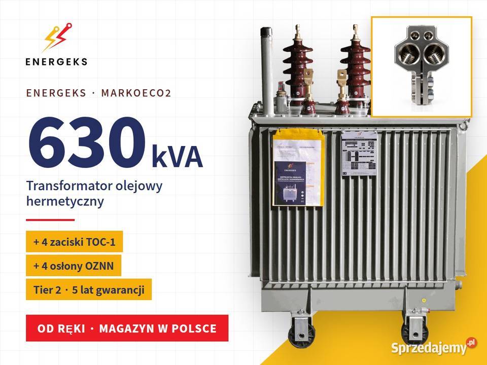 Trafo 630 kVA ręki z zaciskami TOC1 i OZNN