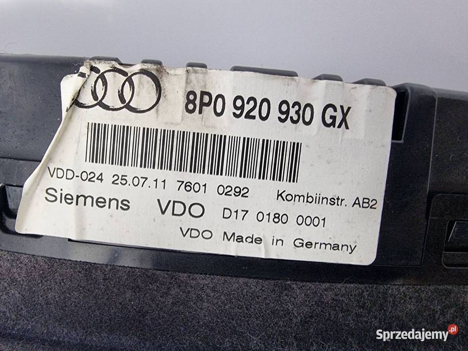 LICZNIK ZEGAR AUDI A3 8P 8P0920930GX Motoryzacja Lipno sprzedam