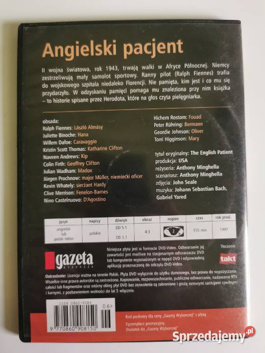 Angielski Pacjent DVD 1997 Kraków