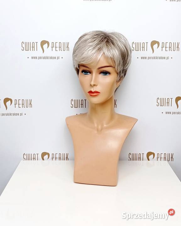 Siwa krótka peruka syntetyczna Morawica