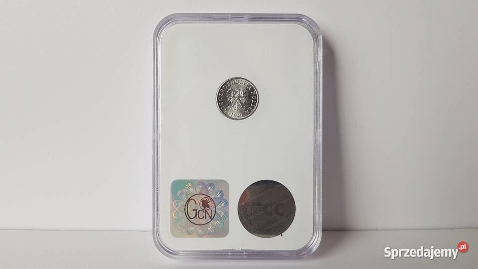 1 grosz 1949 MS68 holder GCN ECC PRL Dąbrowa Górnicza