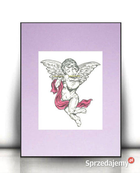 pastelowa grafika amorek plakat na ścianę fioletowy Opole