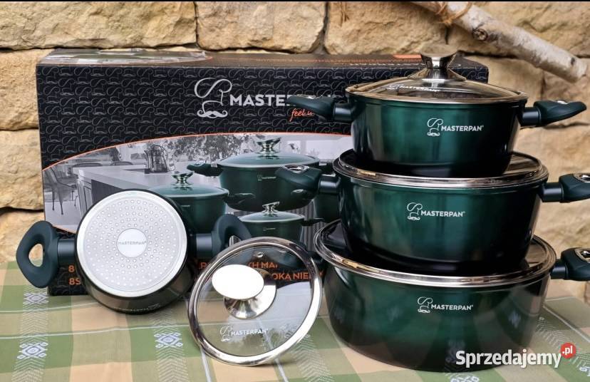 259 Garnki lakierowane zielone 4 sztuki Przybory kuchenne Zabrze