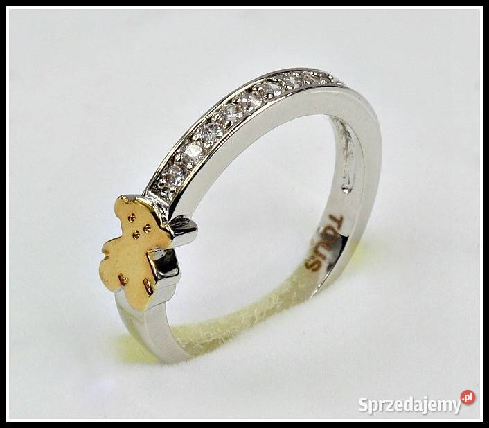 Pierścionek Tous Cyrkonie Logo 19mm posrebrzane Wrocław