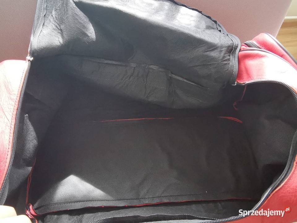 DUŻA TORBA PODRÓŻNA CZERWONA SKÓRA NATURALNA Grudziądz