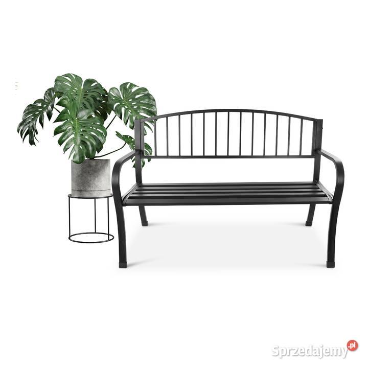 Metalowa ławka ogrodowa z oparciem parkowa taras Poznań
