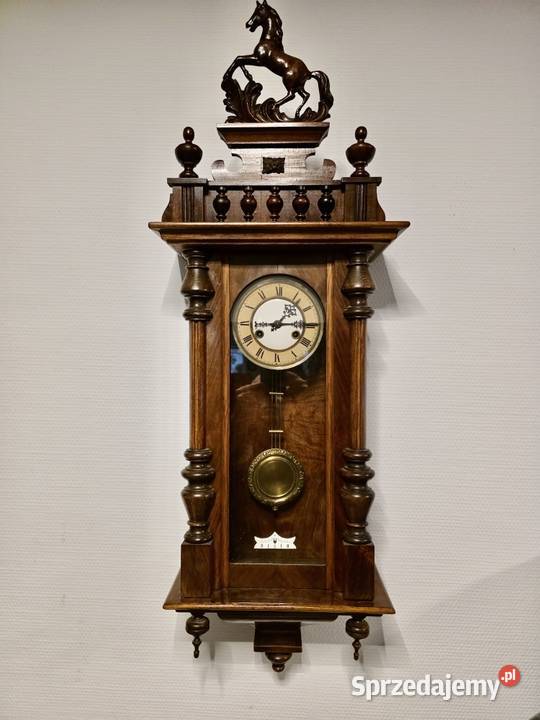 Orzechowy zegar eklektyczny koniec XIX wieku Pozostałe Szczecin