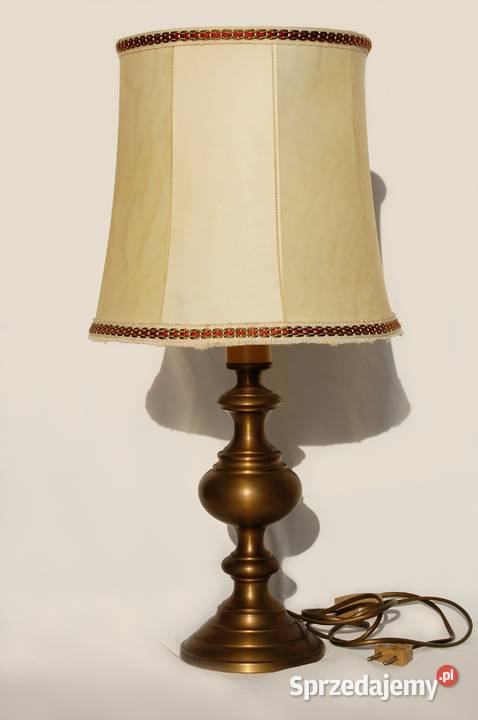 Mosiężna lampa stołowa mosiądz pergaminowy Lublin