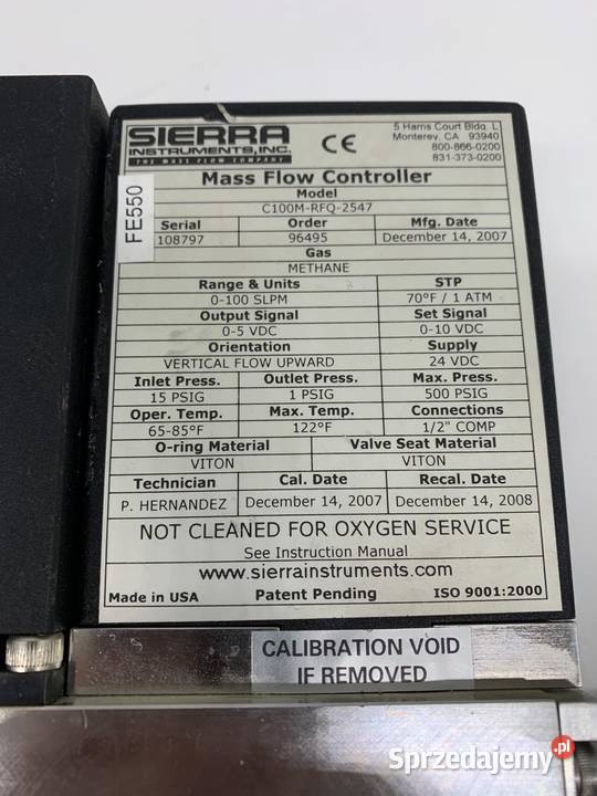 Sierra Instruments C100MRFQ257 Mass Flow Instalacje mazowieckie