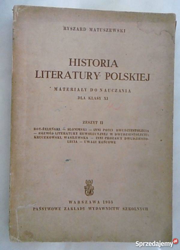 Historia literatury polskiej z II R Matuszewski Ostrów Wielkopolski