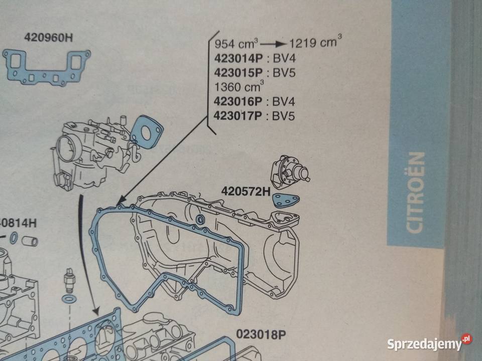 Uszczelka rozrządu Citroen VISA BX Peugeot 104 lubelskie Lublin sprzedam