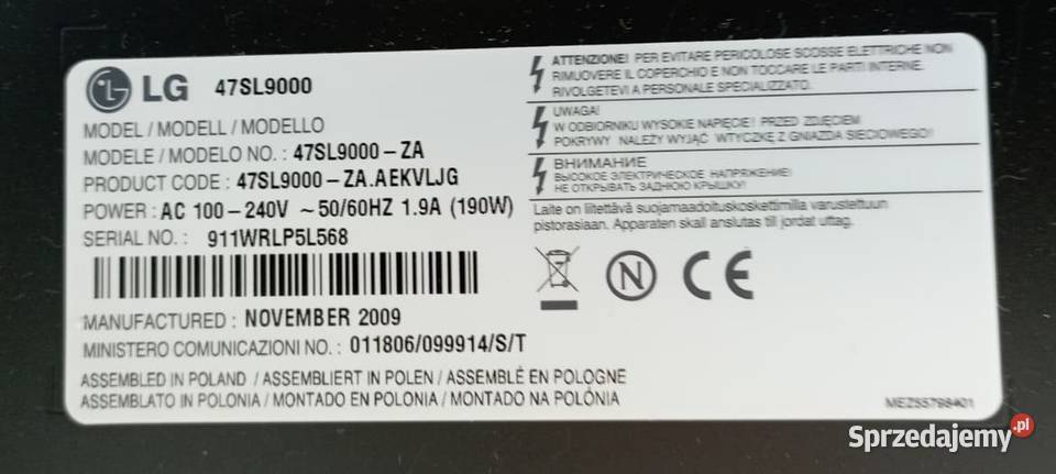 Telewizor LG 47SL9000 LED Piaseczno