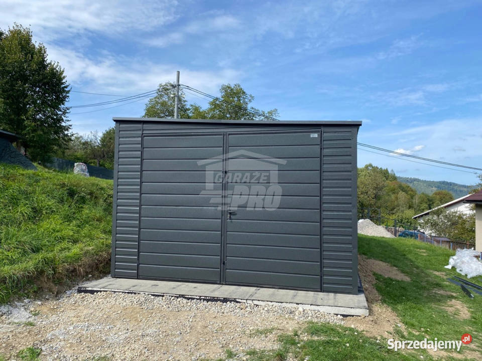 Garaż blaszany 3x9m brama dwuskrzydłowa antracyt Sprzedaż Łódź