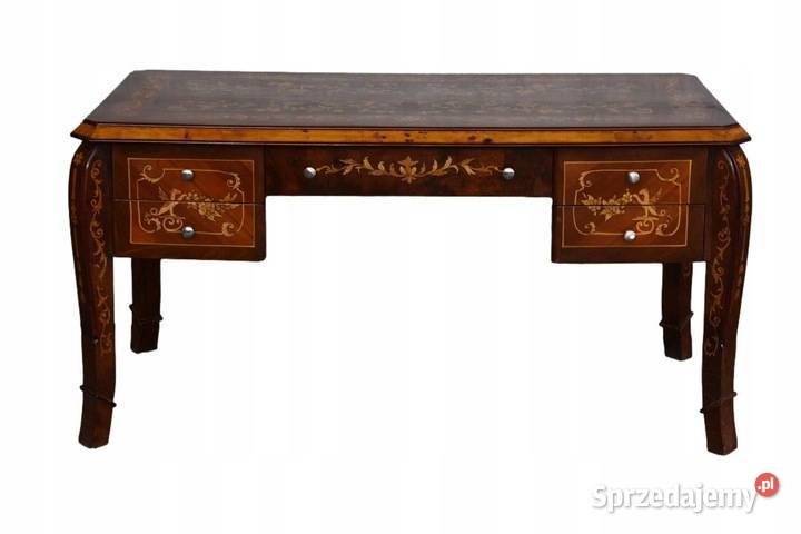 Drewniane Biurko Styl Art Deco Stół Gabinet Kraków