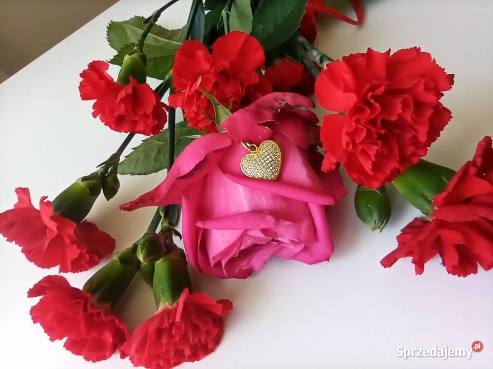 Zawieszka serce srebrna 925 pozłacana cyrkonie Warszawa