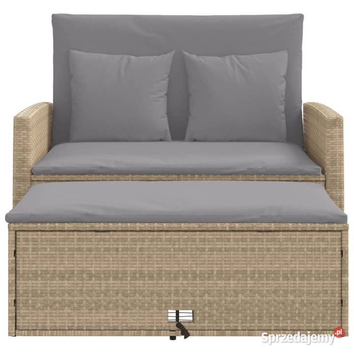 Sofa ogrodowa z poduszkami 2osobowa beżowa