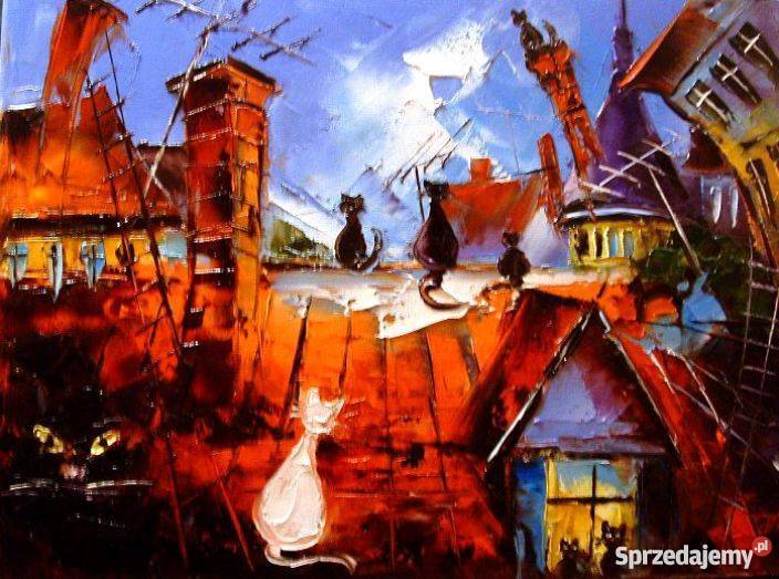 Koty Obraz plejny 40x30 szpachla