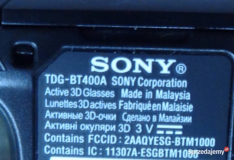Okulary 3D SONY TDGBT400A do telewizora SONY Szczecin