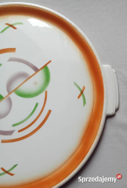 Fajansowa patera tortownica art deco Spritzdekor Koźminek
