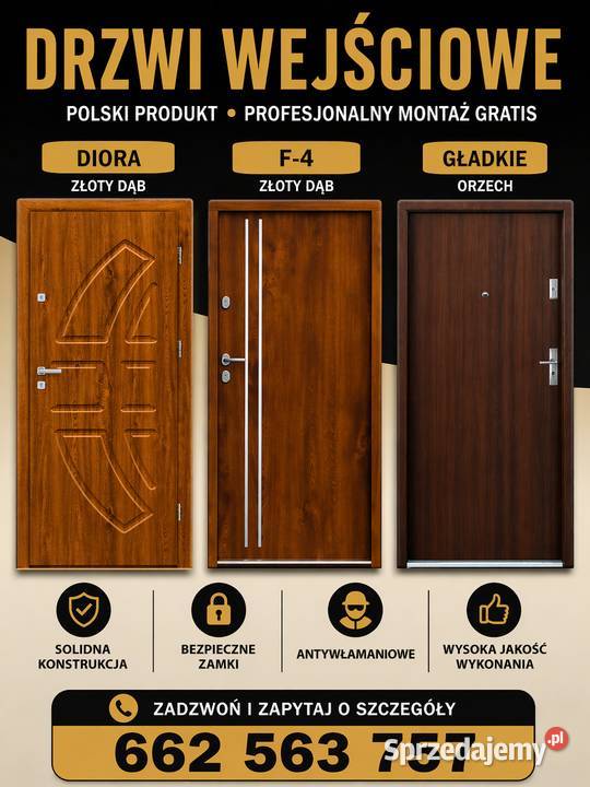 Drzwi zewnętrzne wejściowe z montażem Drzwi zewnętrzne Żyrardów sprzedam