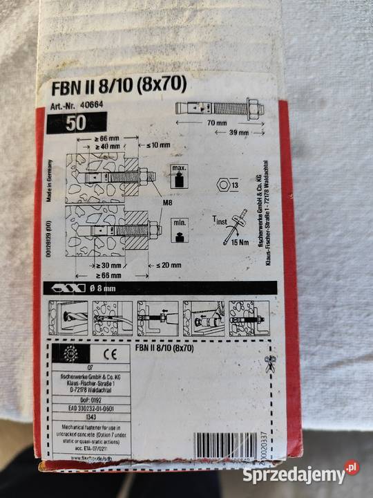 Kołki rozporowe do betonu Legionowo sprzedam