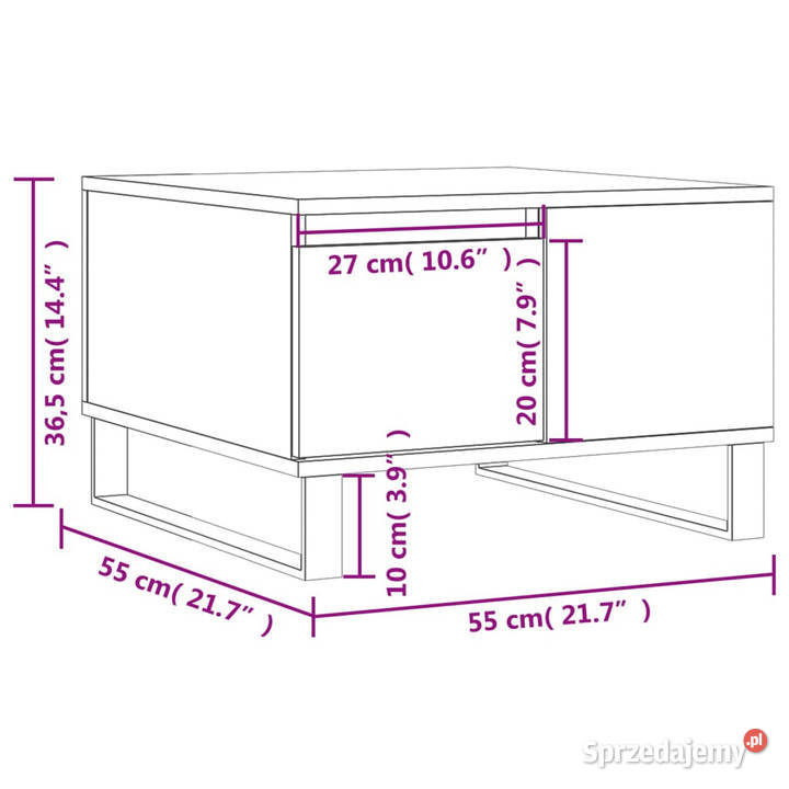 Stolik kawowy brązowy dąb 55x55x365 WM830771 Warszawa