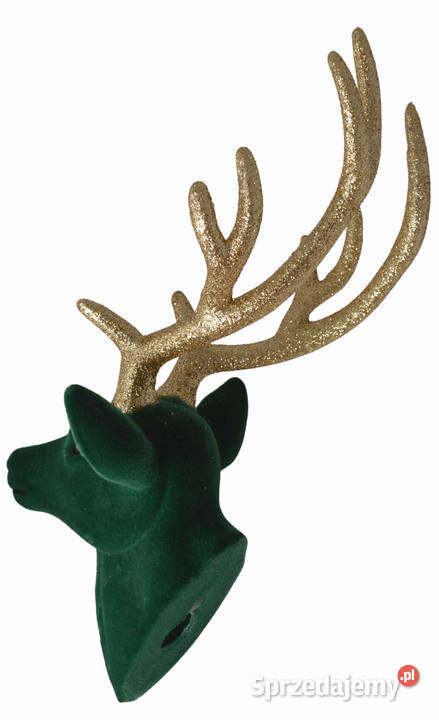 Welurowa głowa renifera zielona duża Skierniewice