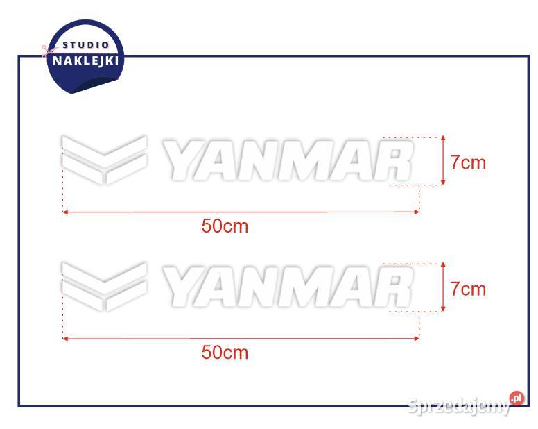 Yanmar Naklejki 50x7 białe Koparka Ładowarka Łagów