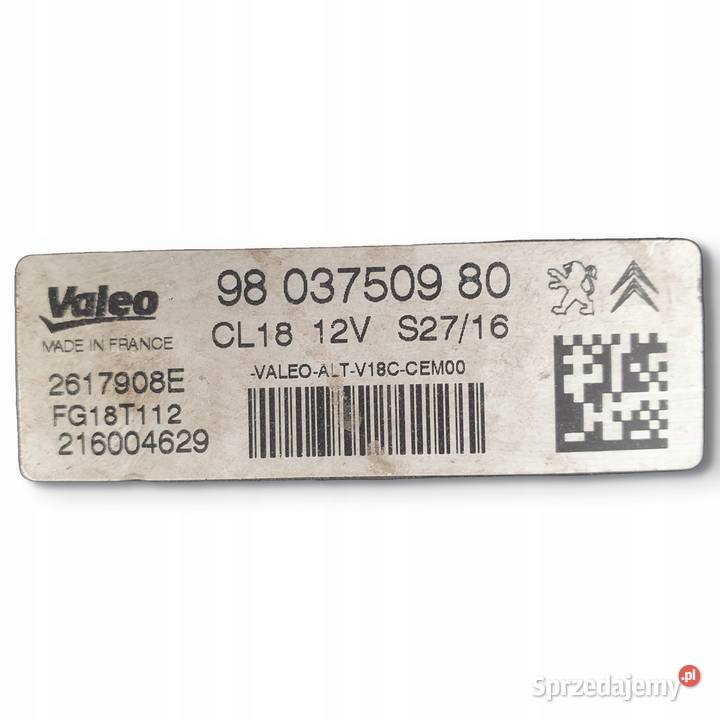 ALTERNATOR Citroen C5 III 20 HDI 9803750980 Turbosprężarki Chełm