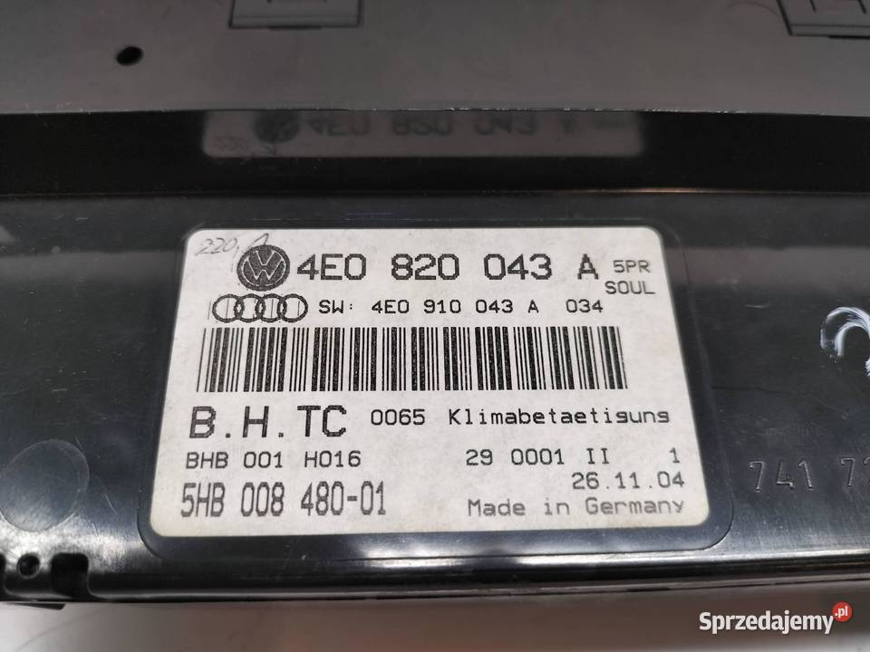 PANEL NAWIEWU ŁADNY 4E0820043A Audi A8 II sprzedam