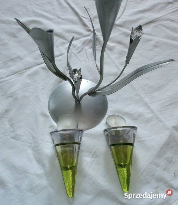 Szkło w Metalu Świecznik ozdobny Liście 2 Kraków